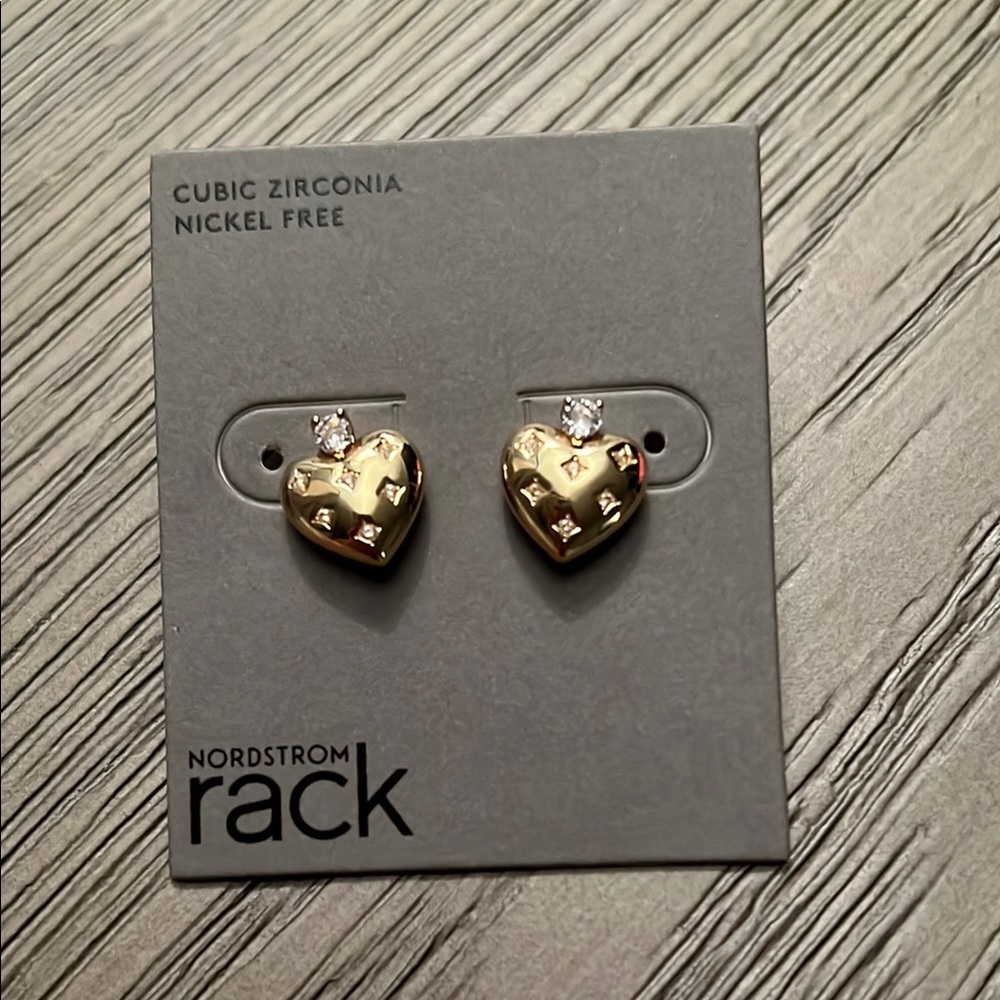 Nordstrom Gold Heart Earrings with Cubic Zirconia